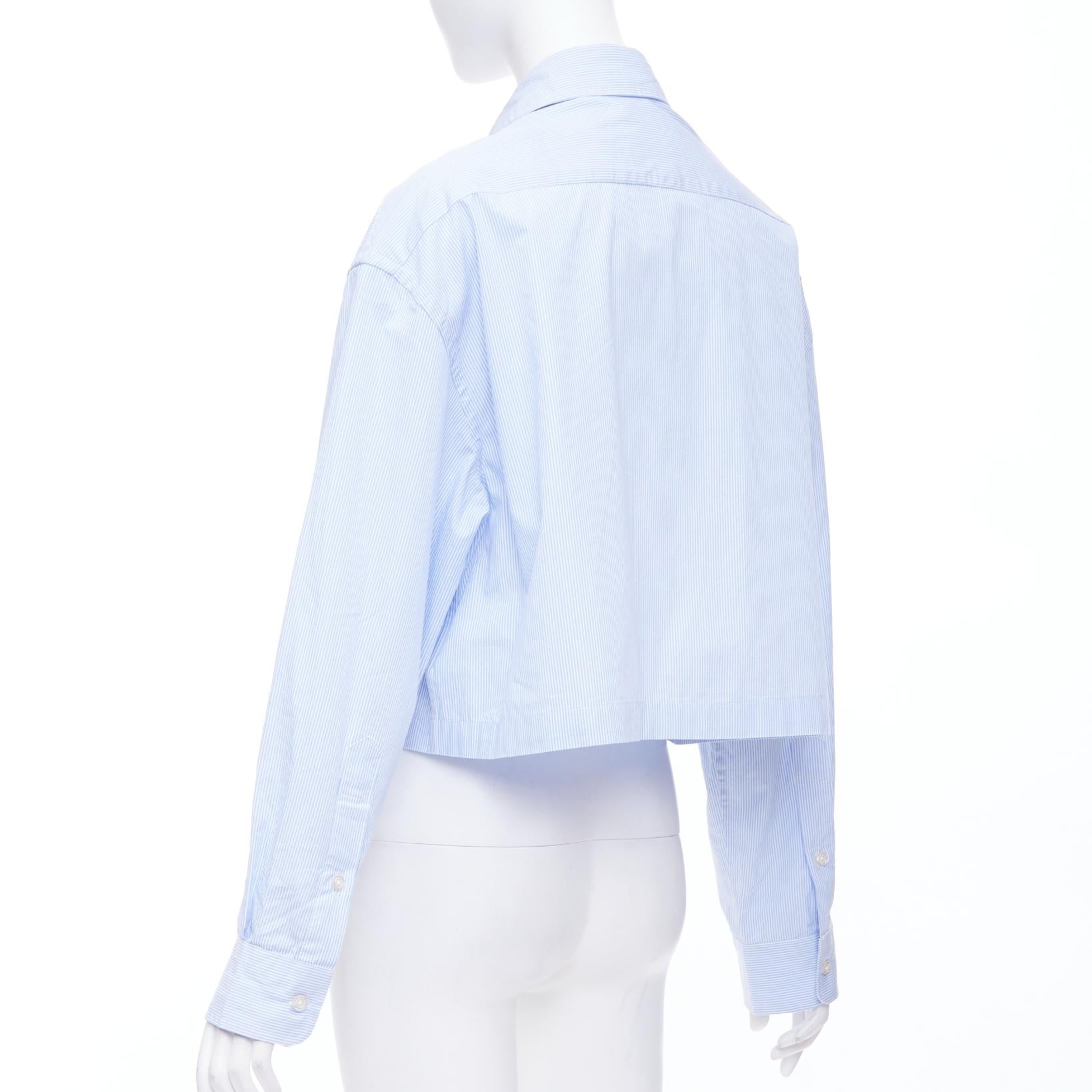 R13 SW light blue white stripe oversized cropped button up shirt S For Sale 1