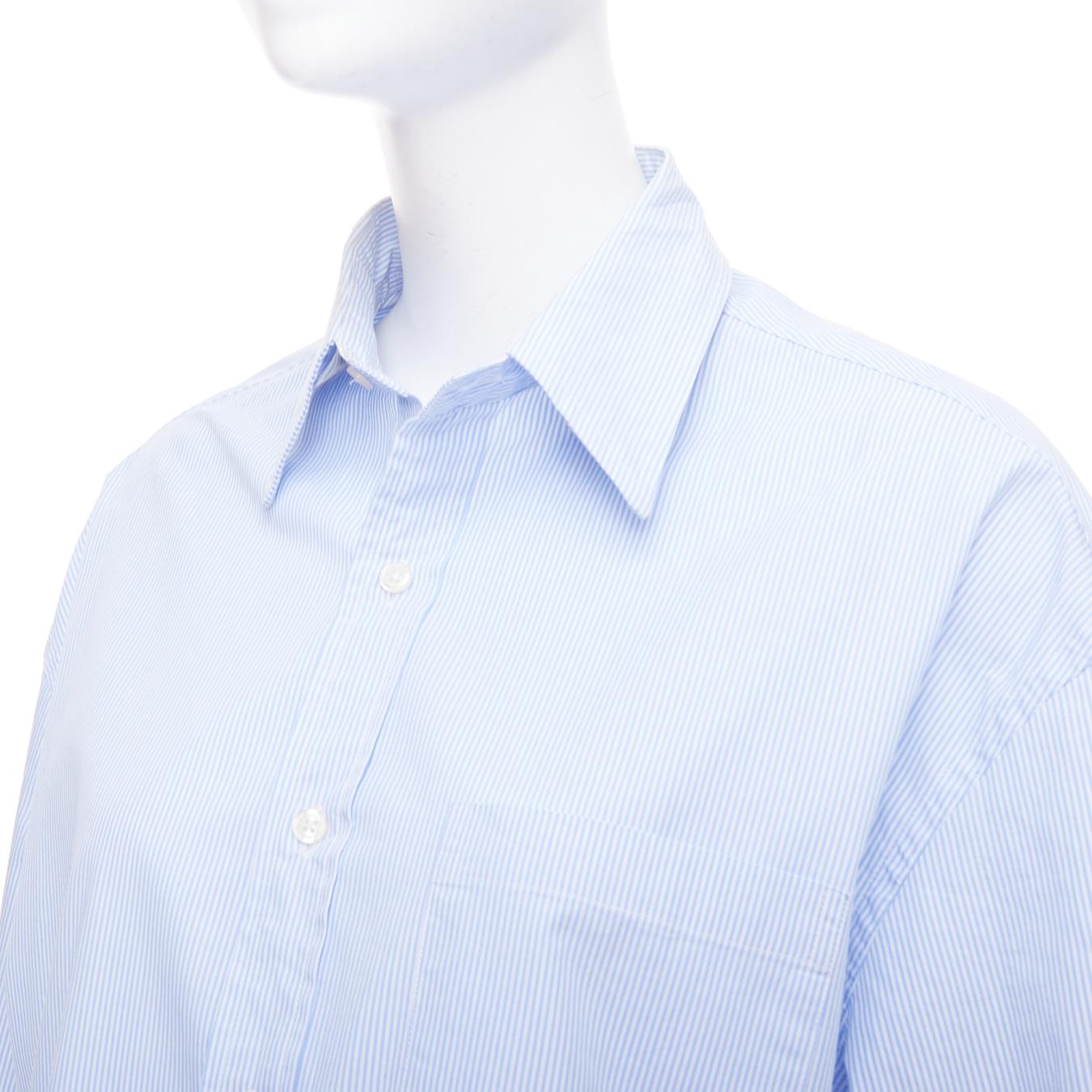R13 SW light blue white stripe oversized cropped button up shirt S For Sale 2