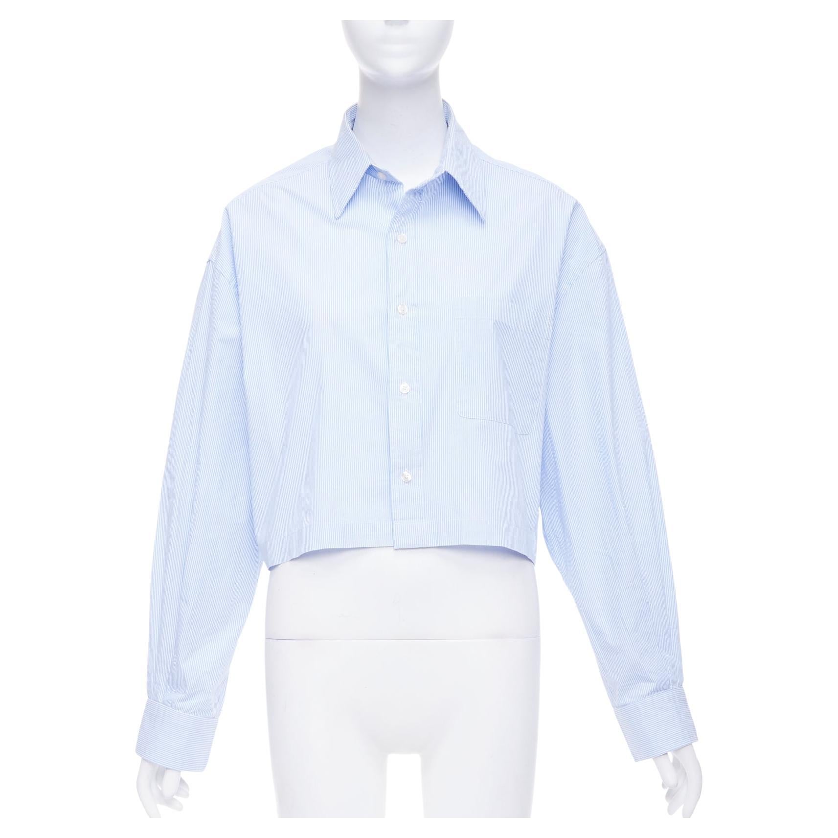 R13 SW light blue white stripe oversized cropped button up shirt S For Sale