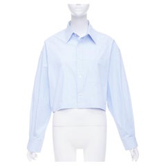R13 SW light blue white stripe oversized cropped button up shirt S