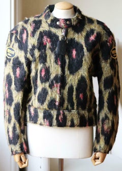 R13 + Vanson Oversized Leopard Print Leather Biker Jacket