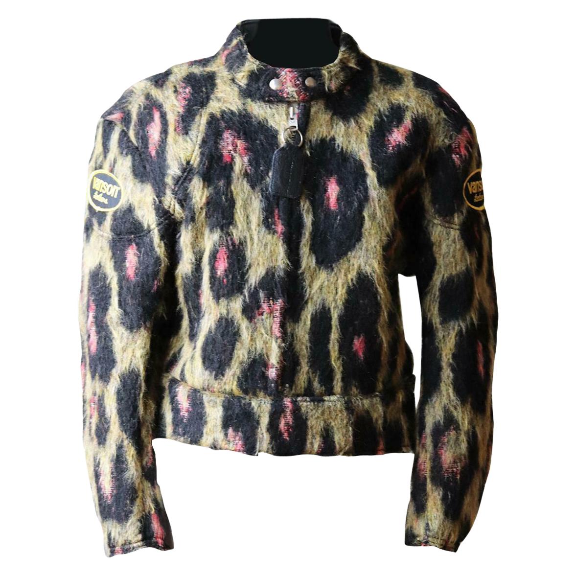 R13 + Vanson Oversized Leopard Print Leather Biker Jacket