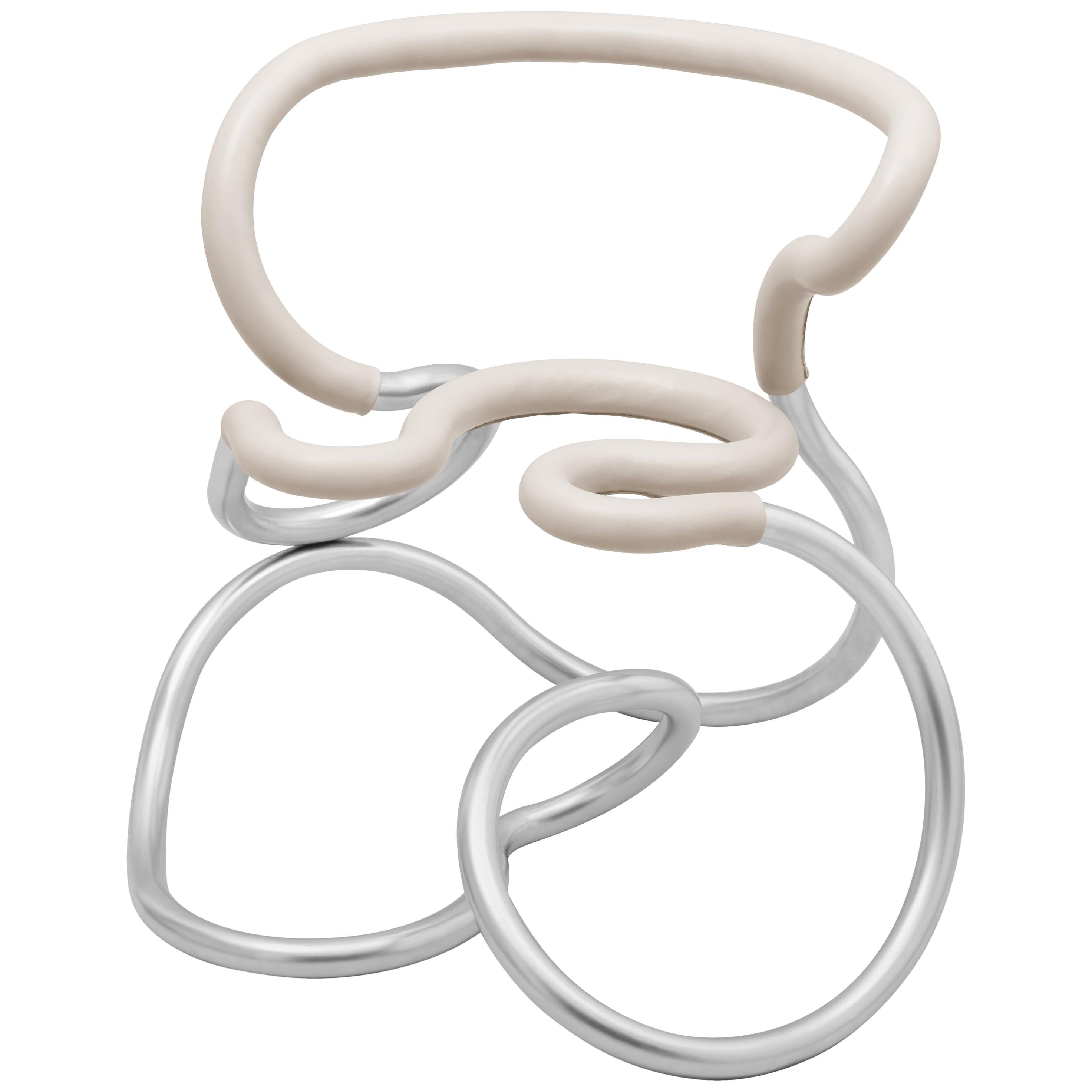 R3, Railing Armchair Leather Upholstered with Stainless Steel
