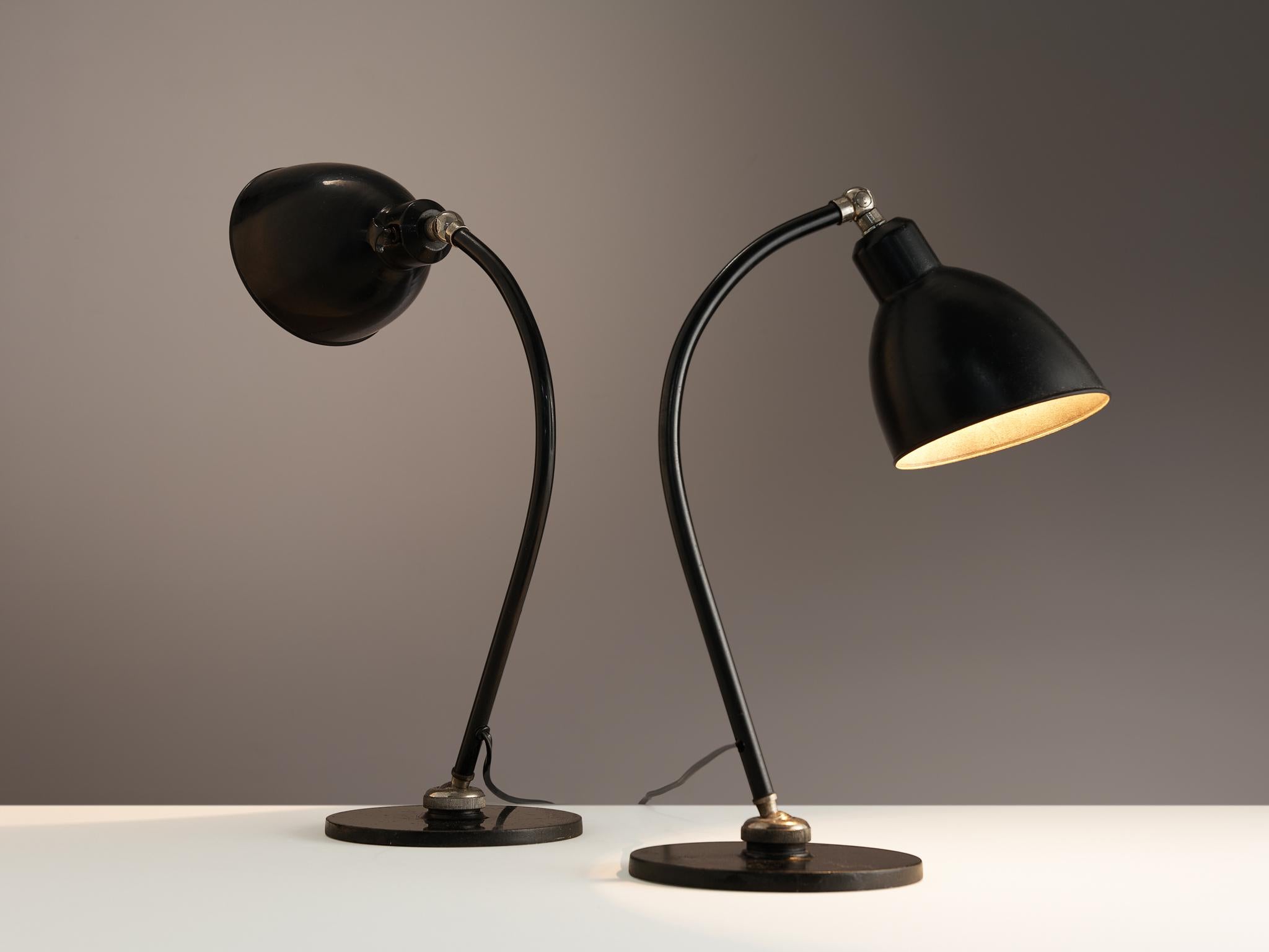 Christian Dell for Kaiser Idell Desk Lights in Black Metal 1