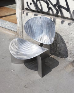 R400 Perforated Chair in Silver Polished Aluminum by Arno Hoogland