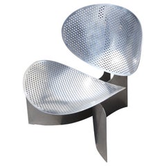 R400 Perforated Chair in Silver Polished Aluminum by Arno Hoogland