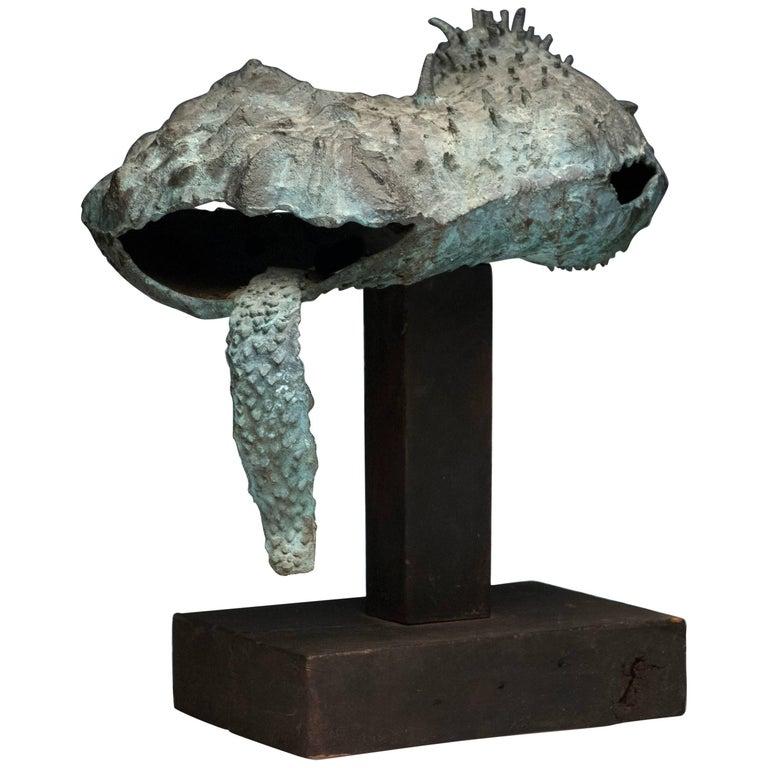 Attrayante sculpture organique en bronze du sculpteur latino-américain Raúl Valdivieso (chilien, 1931-1993). Valdivieso est connu pour sa réinterprétation des formes organiques classiques et des figures humaines. La sculpture a développé une belle