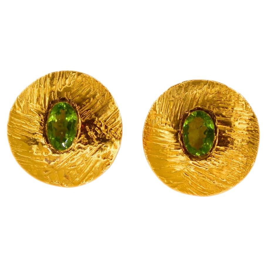 RA Collection Earrings - Gold-Plated Bronze with Peridots