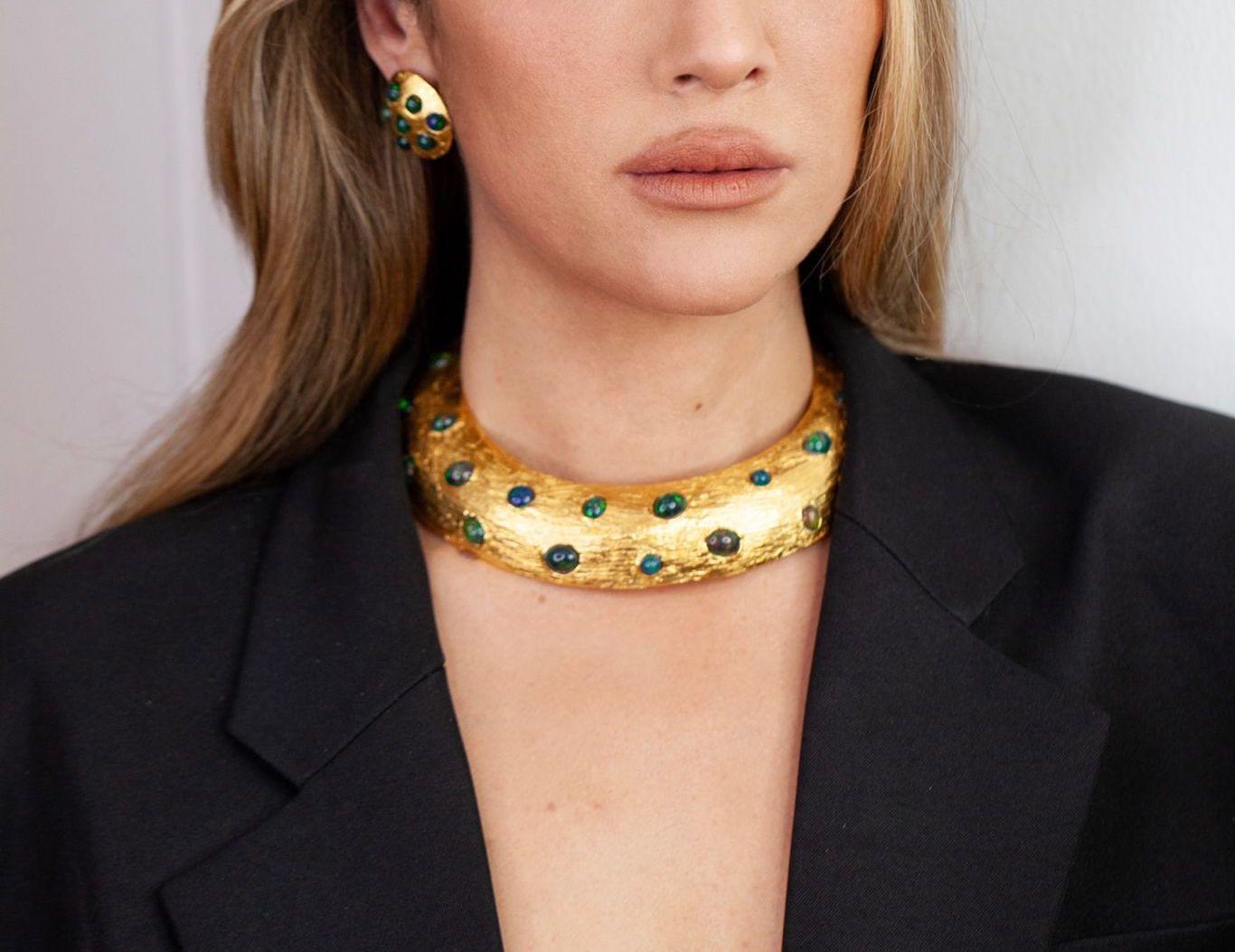Collana Collection'S - Bronzo placcato oro e opali In condizioni Nuovo in vendita a PARIS, FR