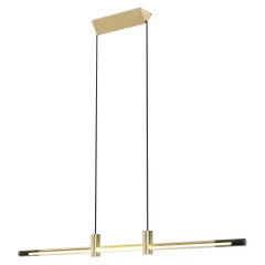 Sospensione al neon in vetro catodico freddo soffiato a mano Ra Line Brass di Studio d'Armes