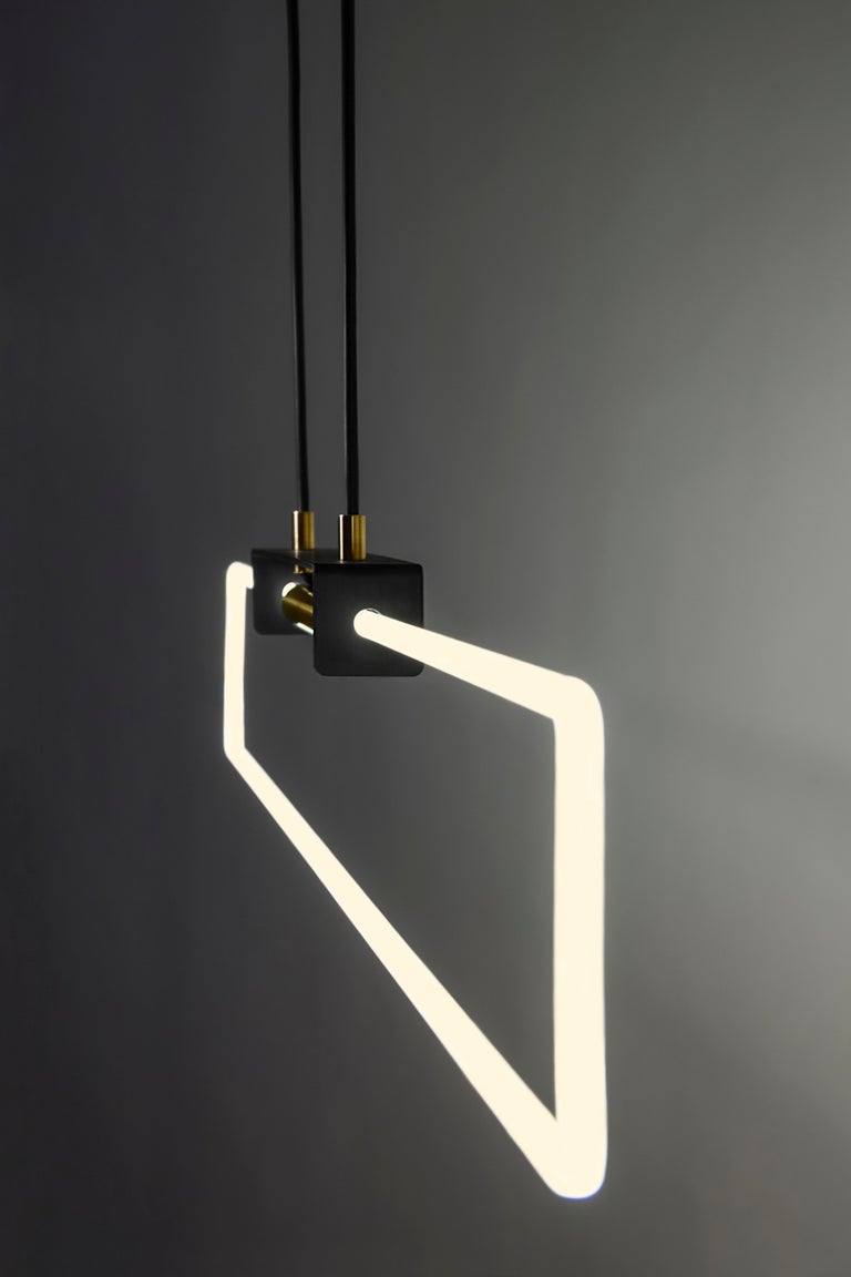 Ra Suspension Glossy White Cold Cathode Neon Modern Suspension by Studio d'Armes In New Condition For Sale In Morin-Heights, CA