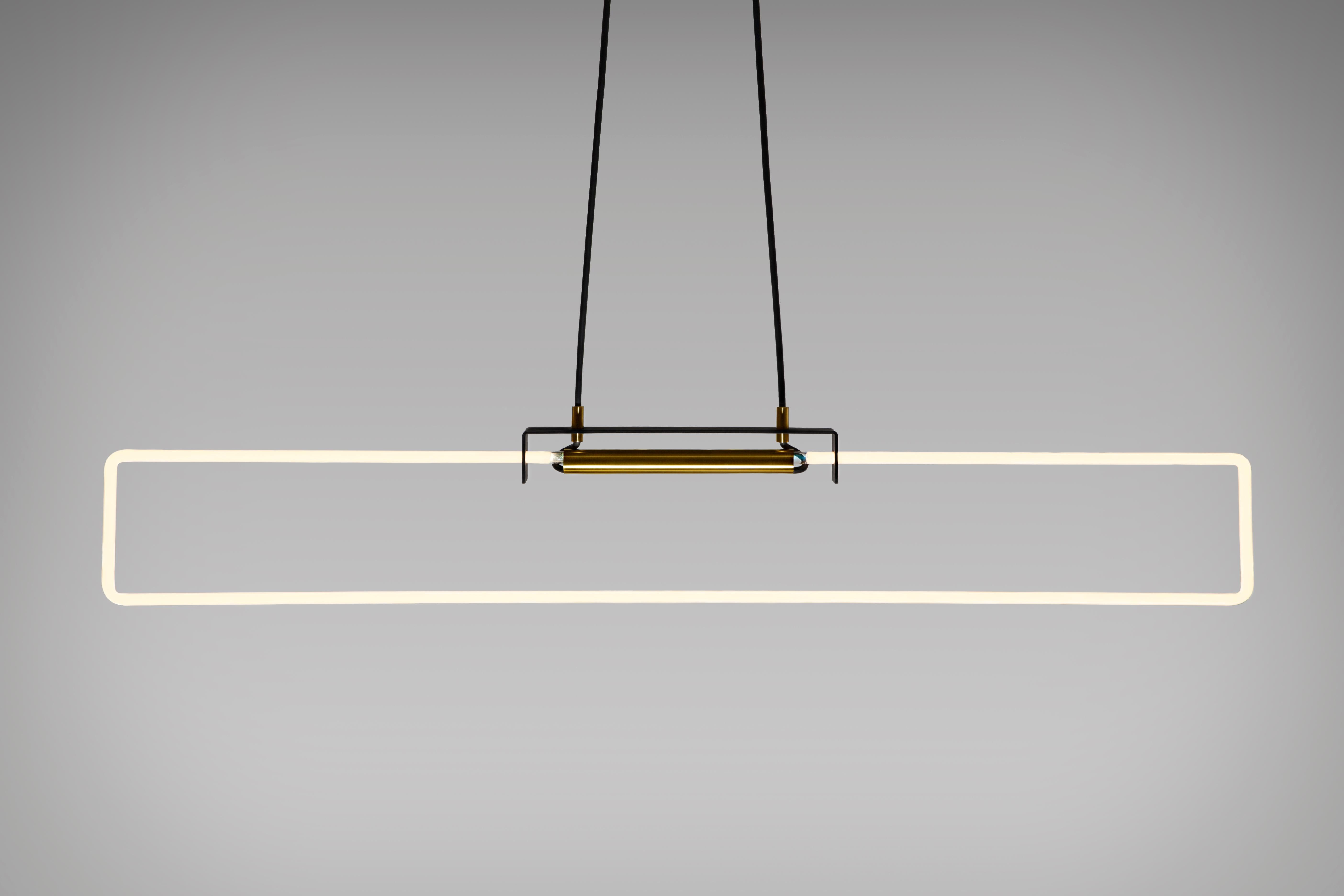 Contemporary Ra Suspension Glossy White Cold Cathode Neon Modern Suspension by Studio d'Armes For Sale