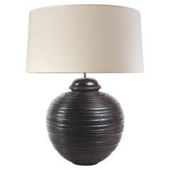RA. Table Lamp in Graphite, Contemporary Art Deco Design Handmade. Shade include