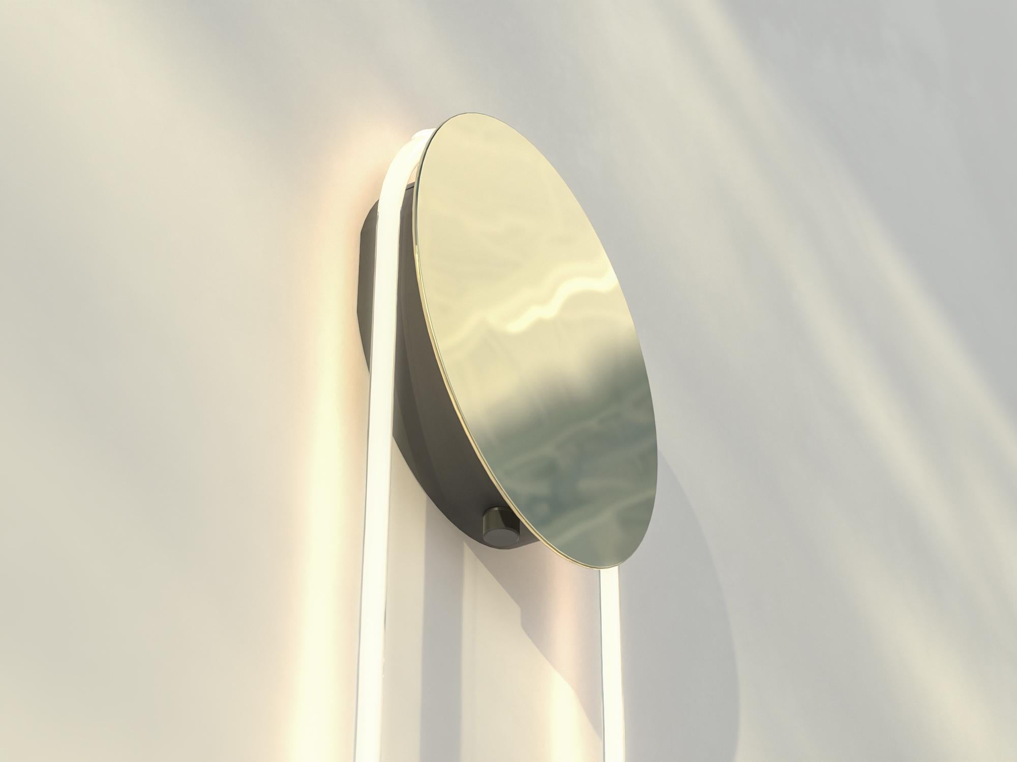Ra Wall Chrome Hand Bent Neon Modern Wall Sconce Lighting by Studio d'Armes In New Condition For Sale In Morin-Heights, CA