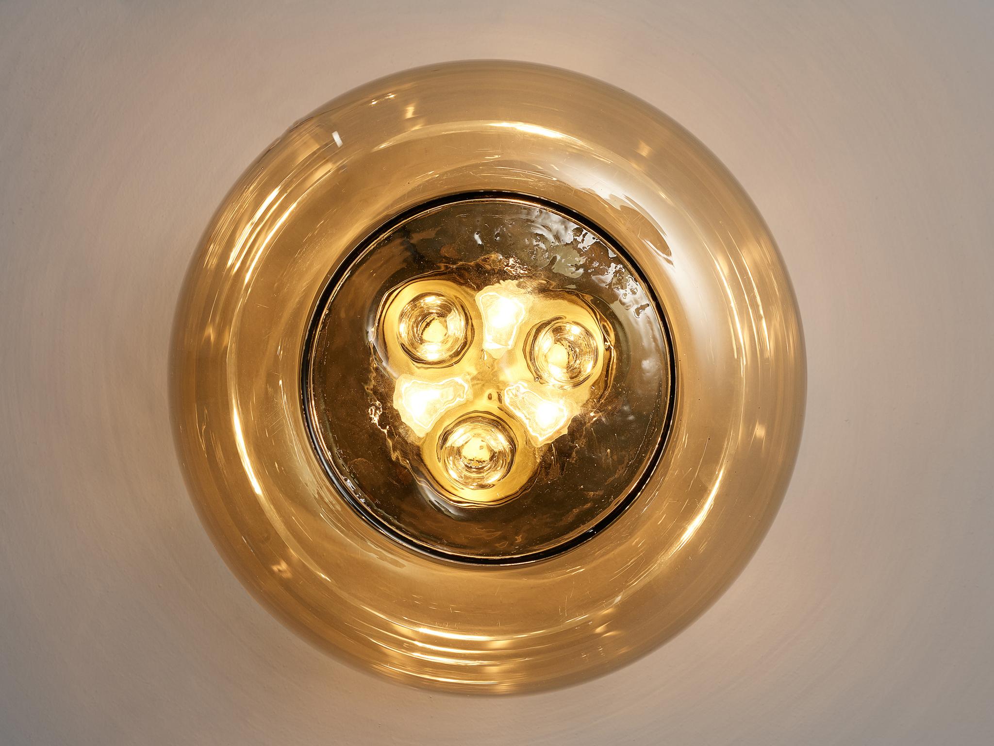 RAAK Amsterdam Ceiling Light in Smoked Glass and Brass In Good Condition In Waalwijk, NL