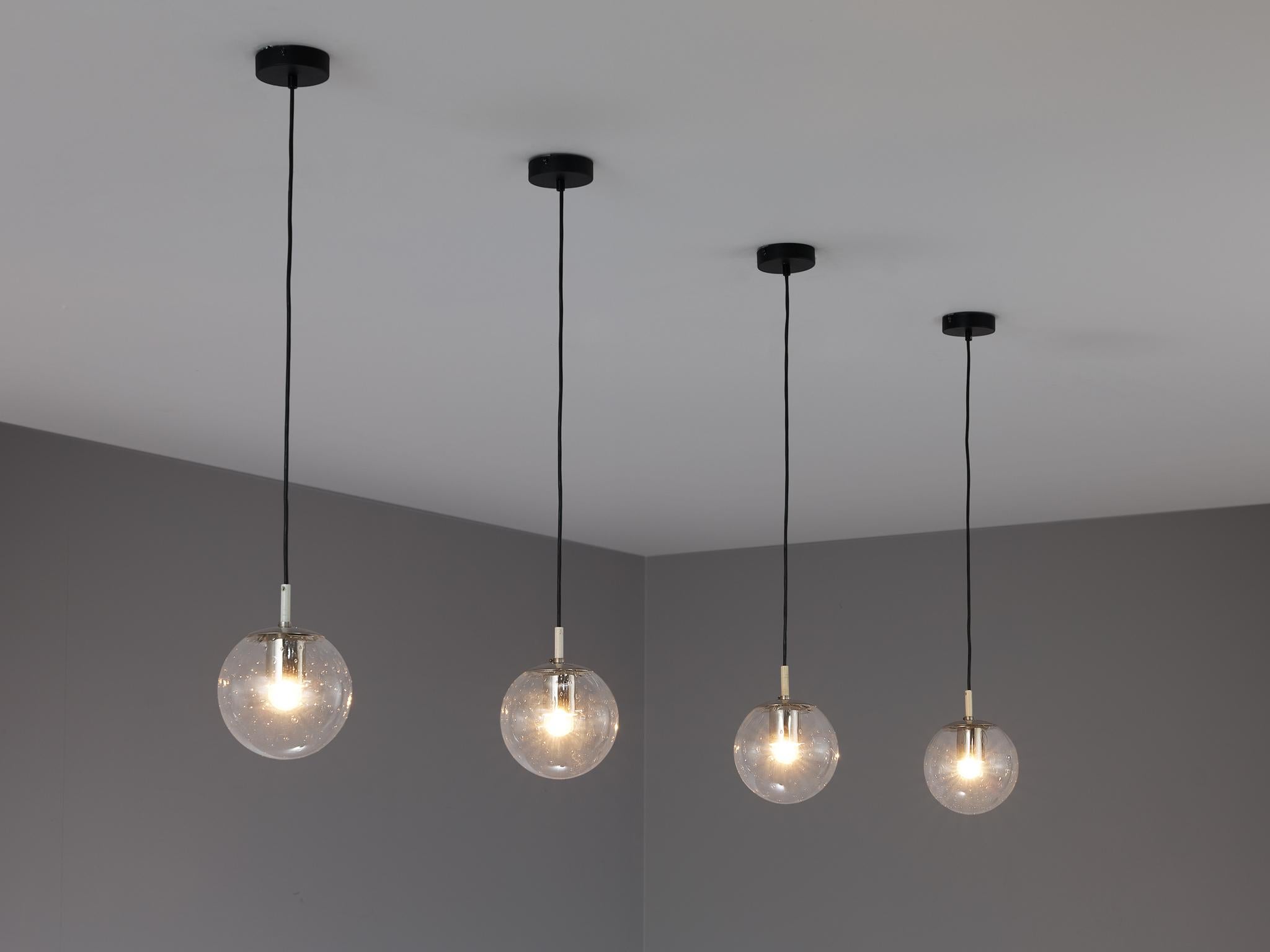 Mid-Century Modern RAAK Amsterdam Pendants in Hand-Blown Glass and Aluminum  For Sale