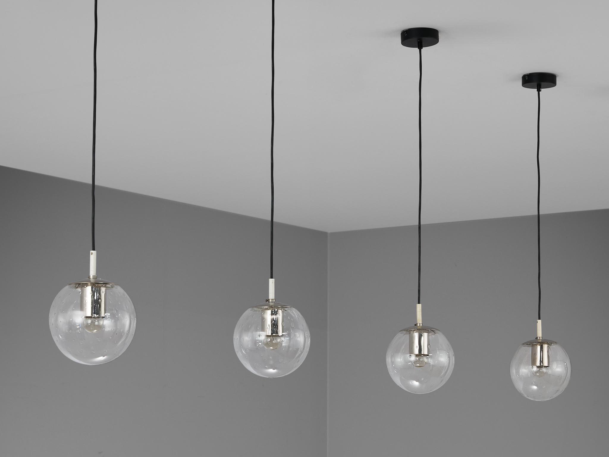 Mid-20th Century RAAK Amsterdam Pendants in Hand-Blown Glass and Aluminum  For Sale