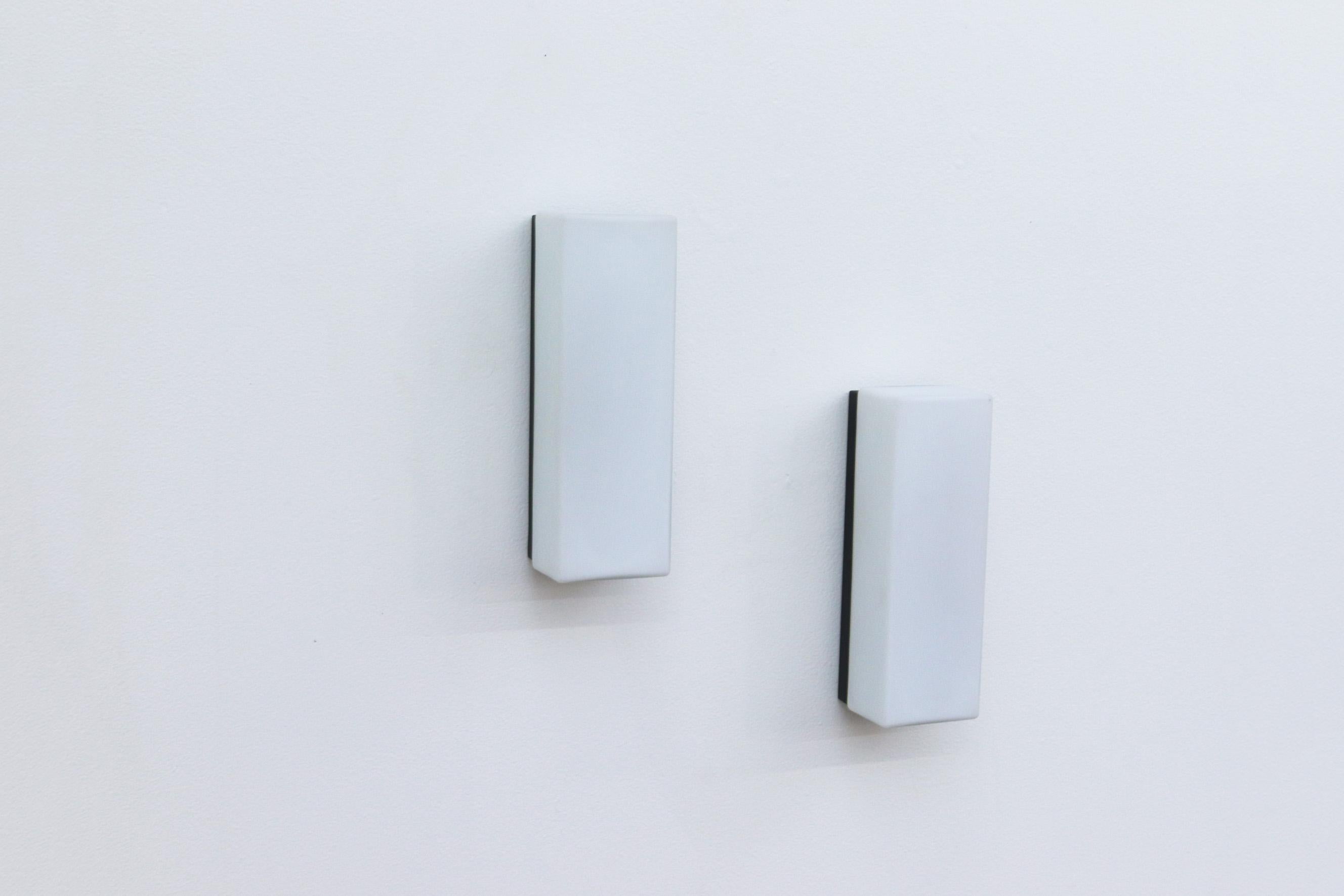 Mid-Century Modern RAAK Attr. Rectangle Milk Glass Block Sconces