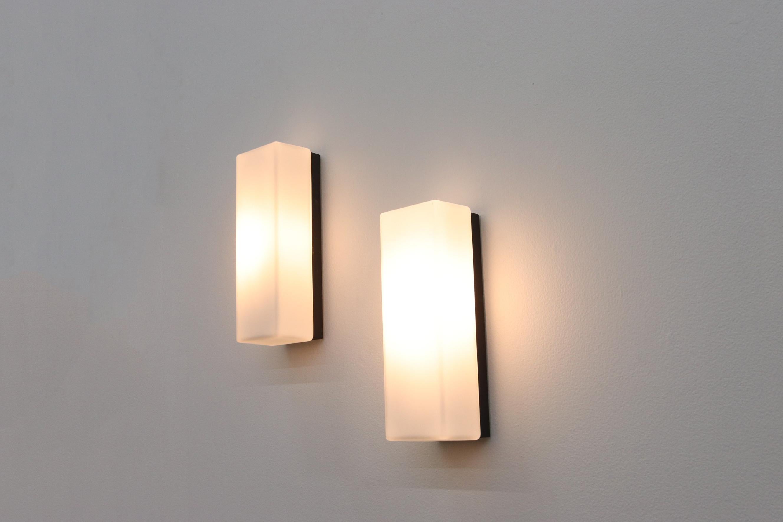 RAAK Attr. Rectangle Milk Glass Block Sconces 2