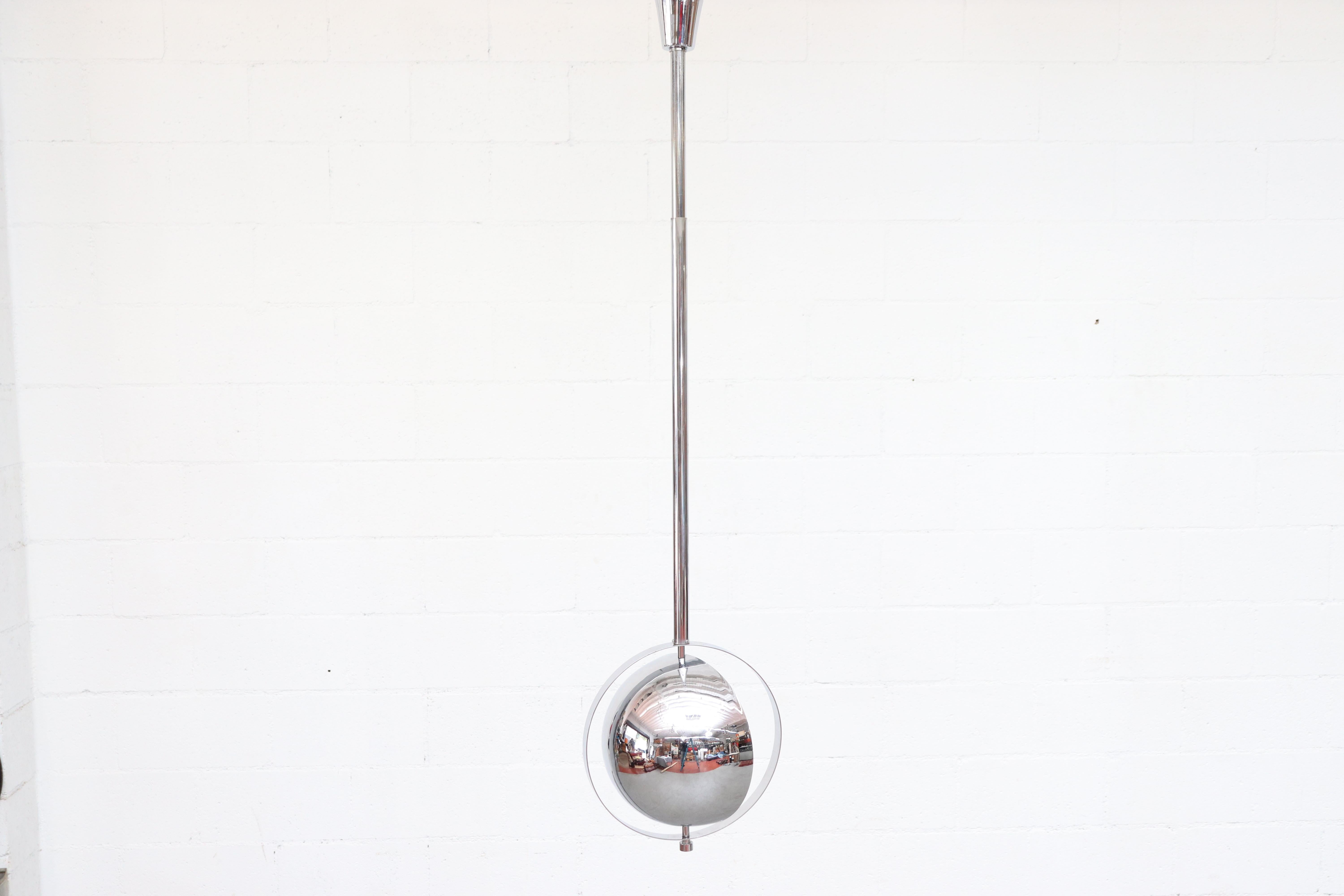 Mid-Century Modern RAAK Attributed Chrome Space Age Ceiling Lamp For Sale