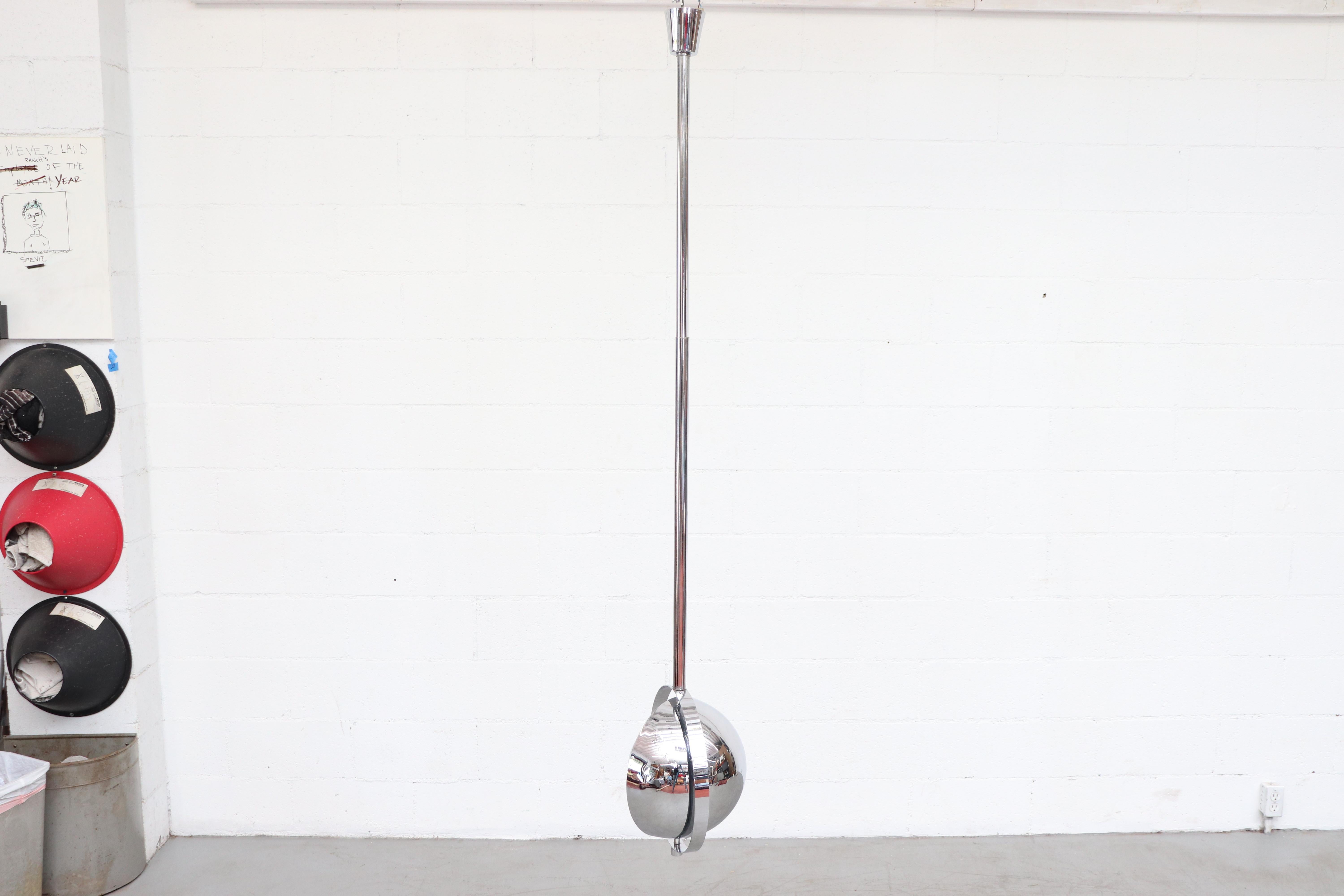 RAAK Attributed Chrome Space Age Ceiling Lamp In Good Condition For Sale In Los Angeles, CA