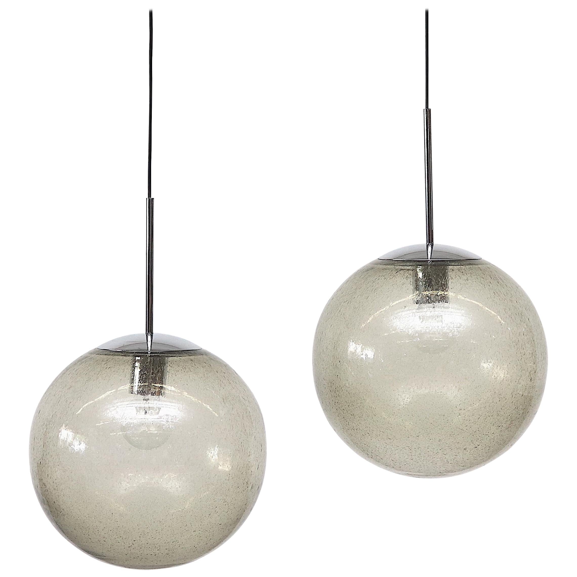 RAAK "B 1228" Smoked Glass Globe Pendant Lamp