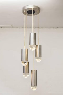 RAAK Brushed Steel and Glass Chandelier, 1960s