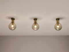 RAAK Ceiling Lights 'Maxi-Light Bulb' in Smoked Glass and Brass