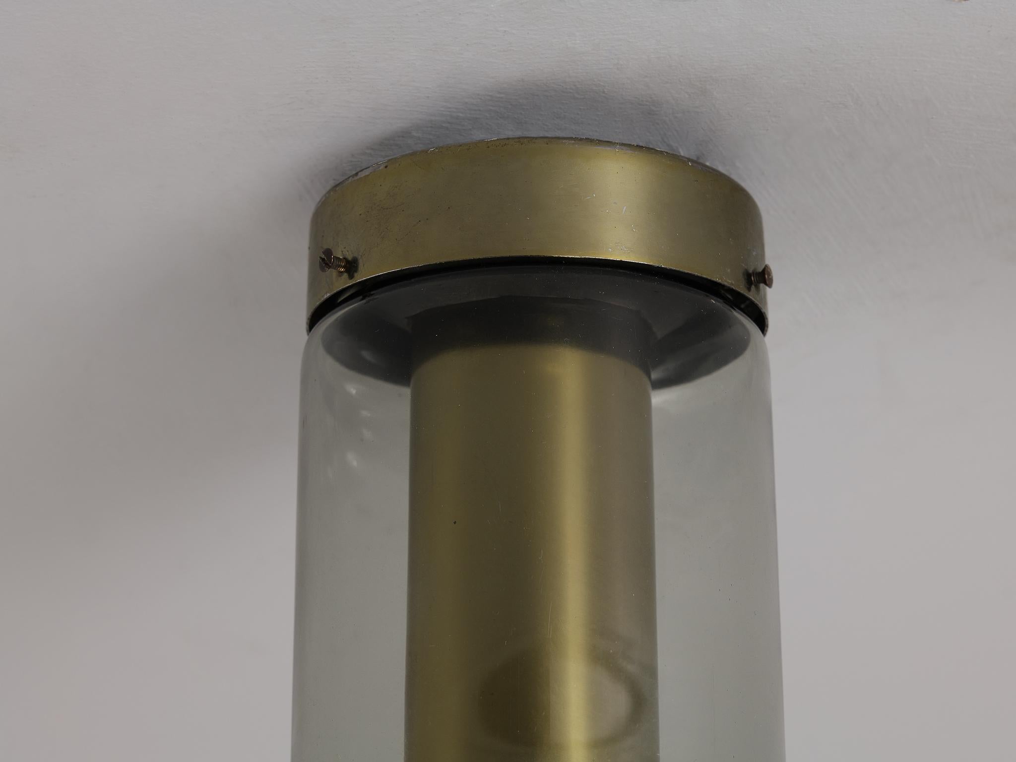 Mid-Century Modern RAAK Ceiling Lights 'Maxi-Light Bulb' in Smoked Glass and Brass  For Sale
