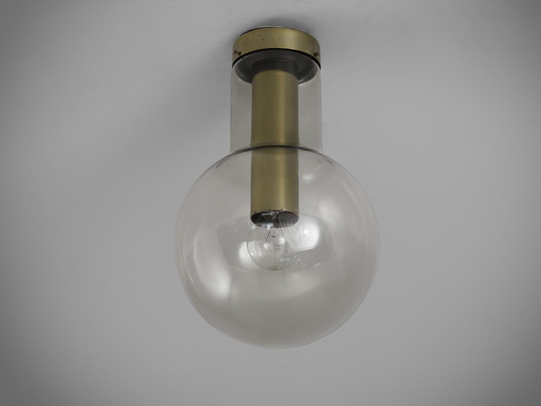 RAAK Ceiling Lights 'Maxi-Light Bulb' in Smoked Glass and Brass  In Good Condition For Sale In Waalwijk, NL