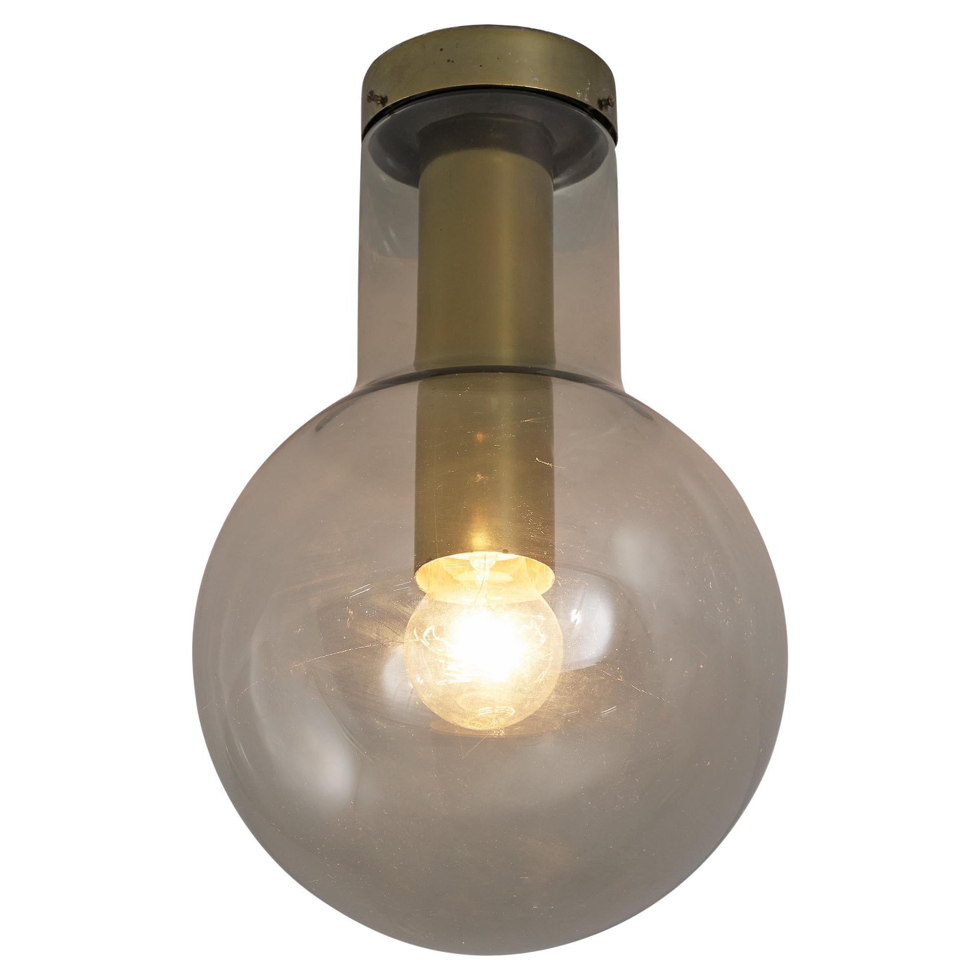 RAAK Ceiling Lights 'Maxi-Light Bulb' in Smoked Glass and Brass  For Sale