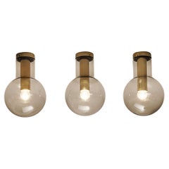 RAAK Deckenleuchten „Maxi-Leuchte“ aus Rauchglas und Messing