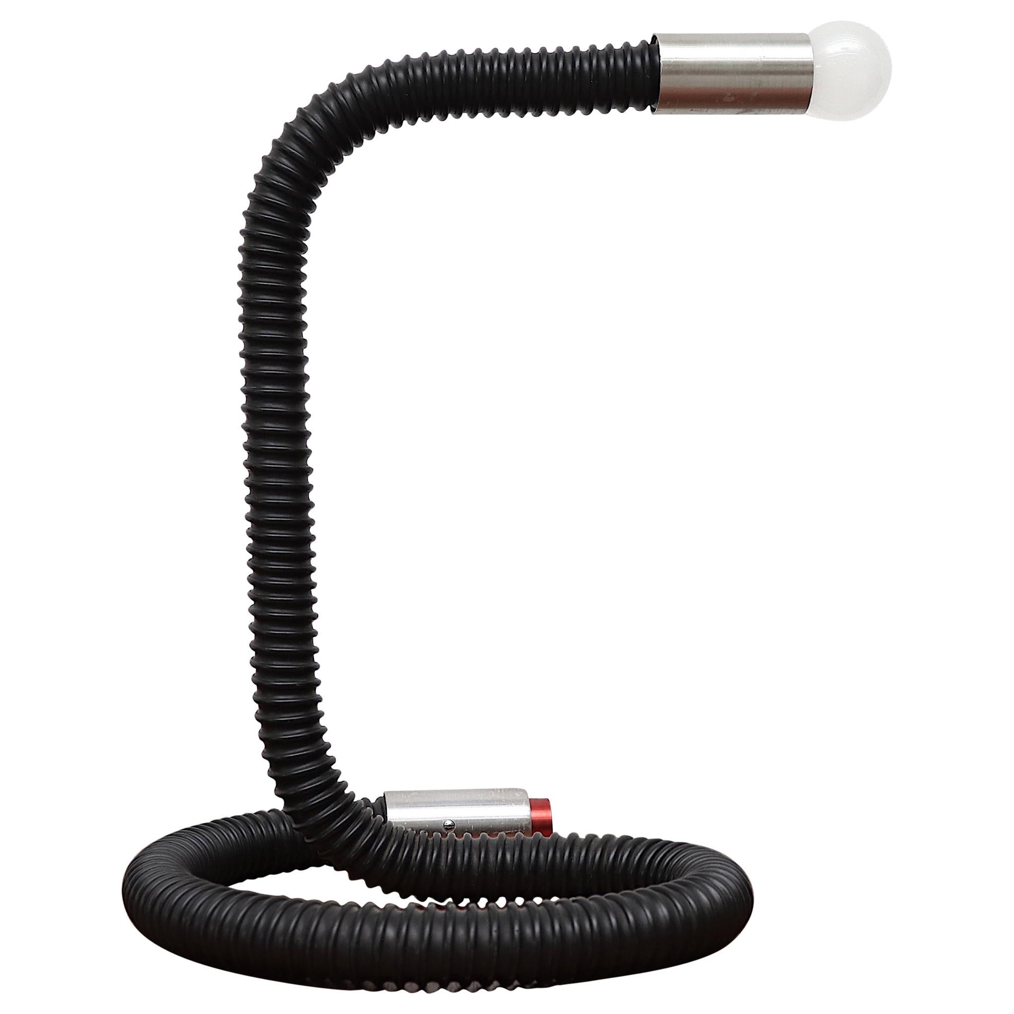 RAAK Cobra Black Table Desk Lamp with Red Crome and Red Button For Sale