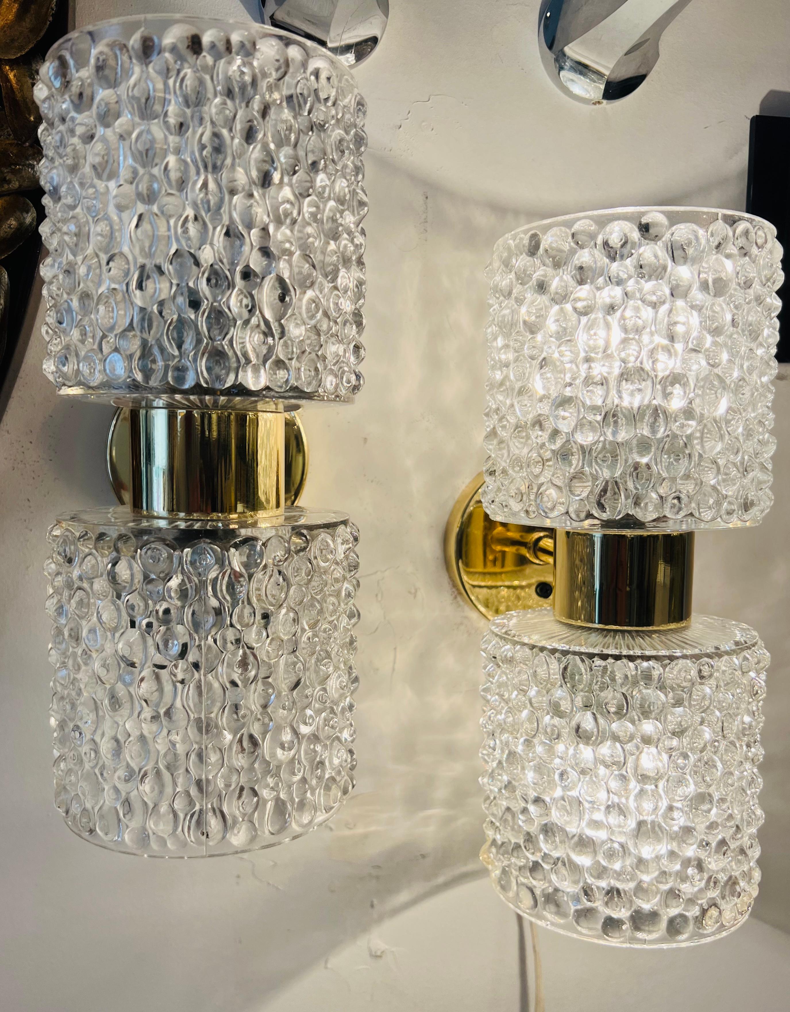 RAAK Dutch 1960s Golden Bubble Crystal Wall Lamps Midcentury In Excellent Condition For Sale In New York, NY