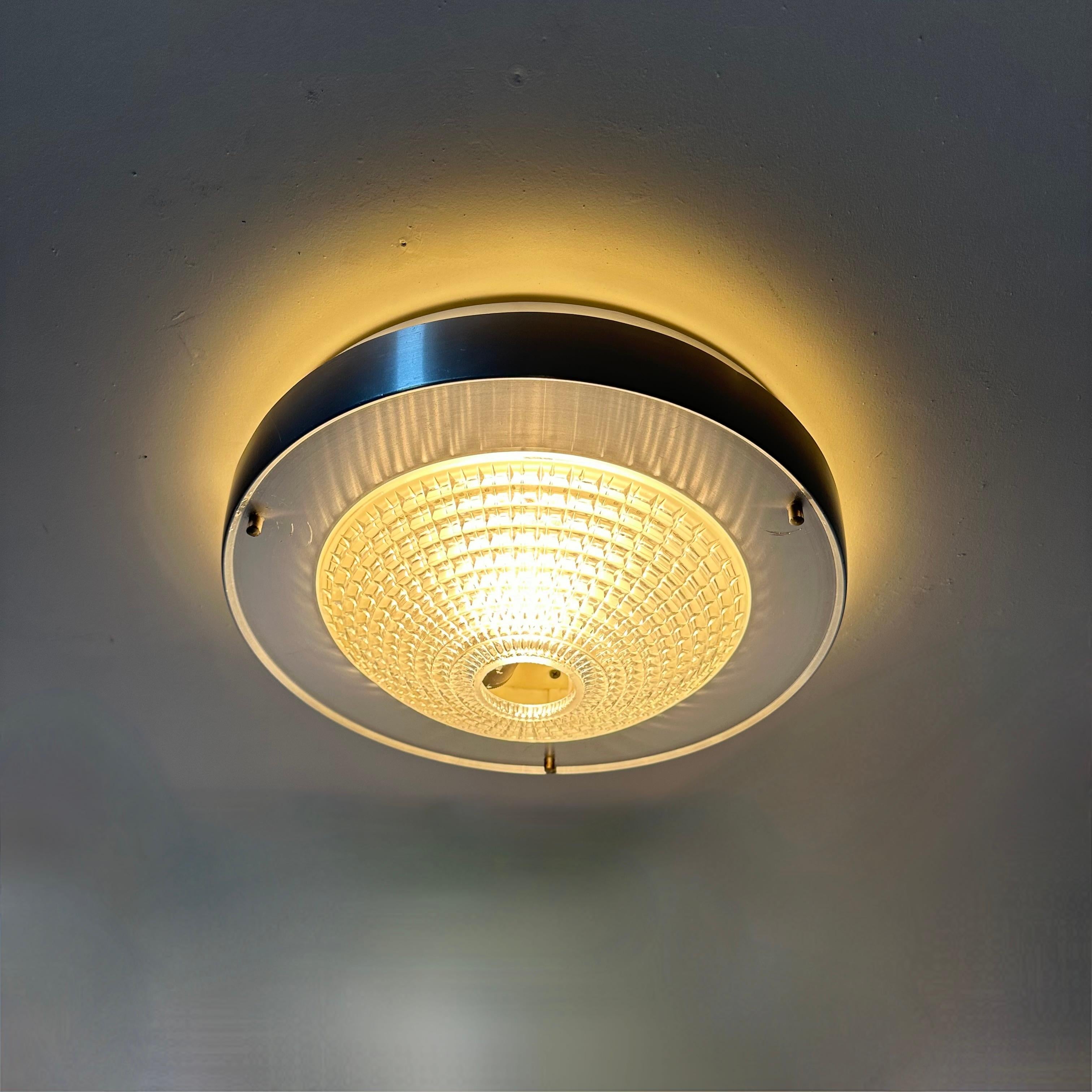 Aluminum Raak Flush mount ceiling lamp B-1043 , 1970s Ufo space age