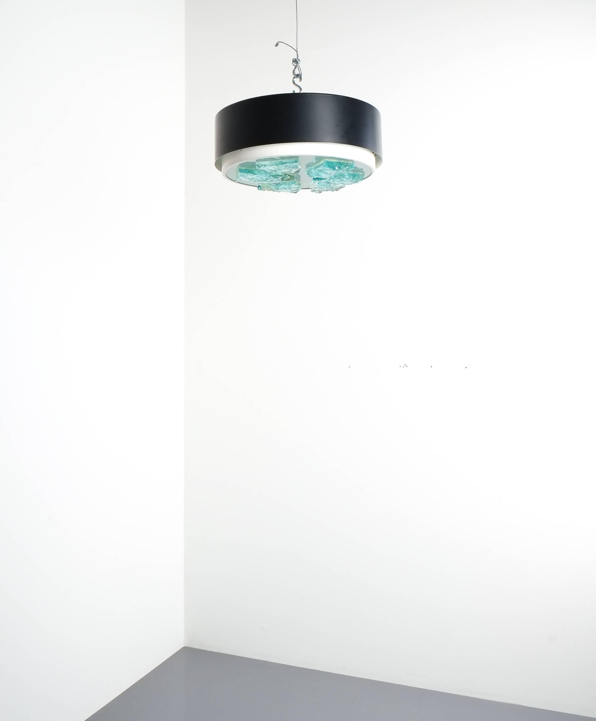 Dutch RAAK Glass Flush Mount Lamp Style Fontana Arte, 1960 For Sale