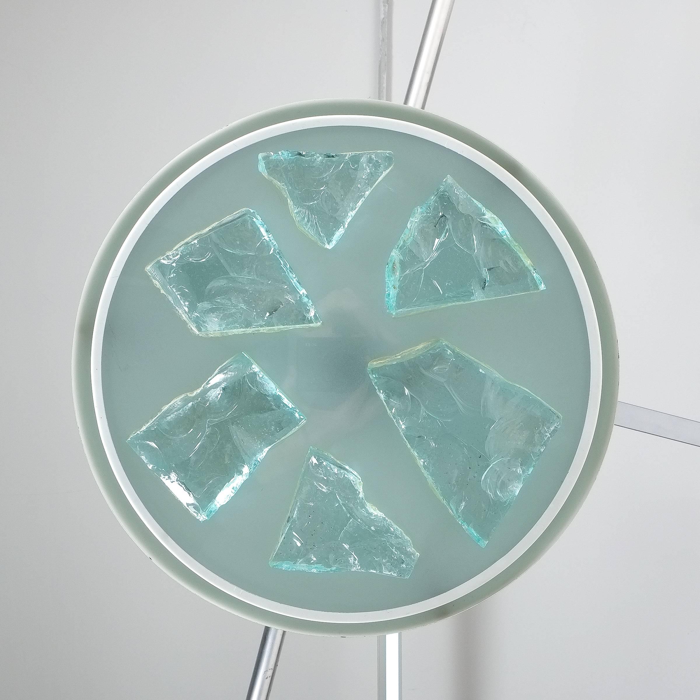 Mid-20th Century RAAK Glass Flush Mount Lamp Style Fontana Arte, 1960 For Sale
