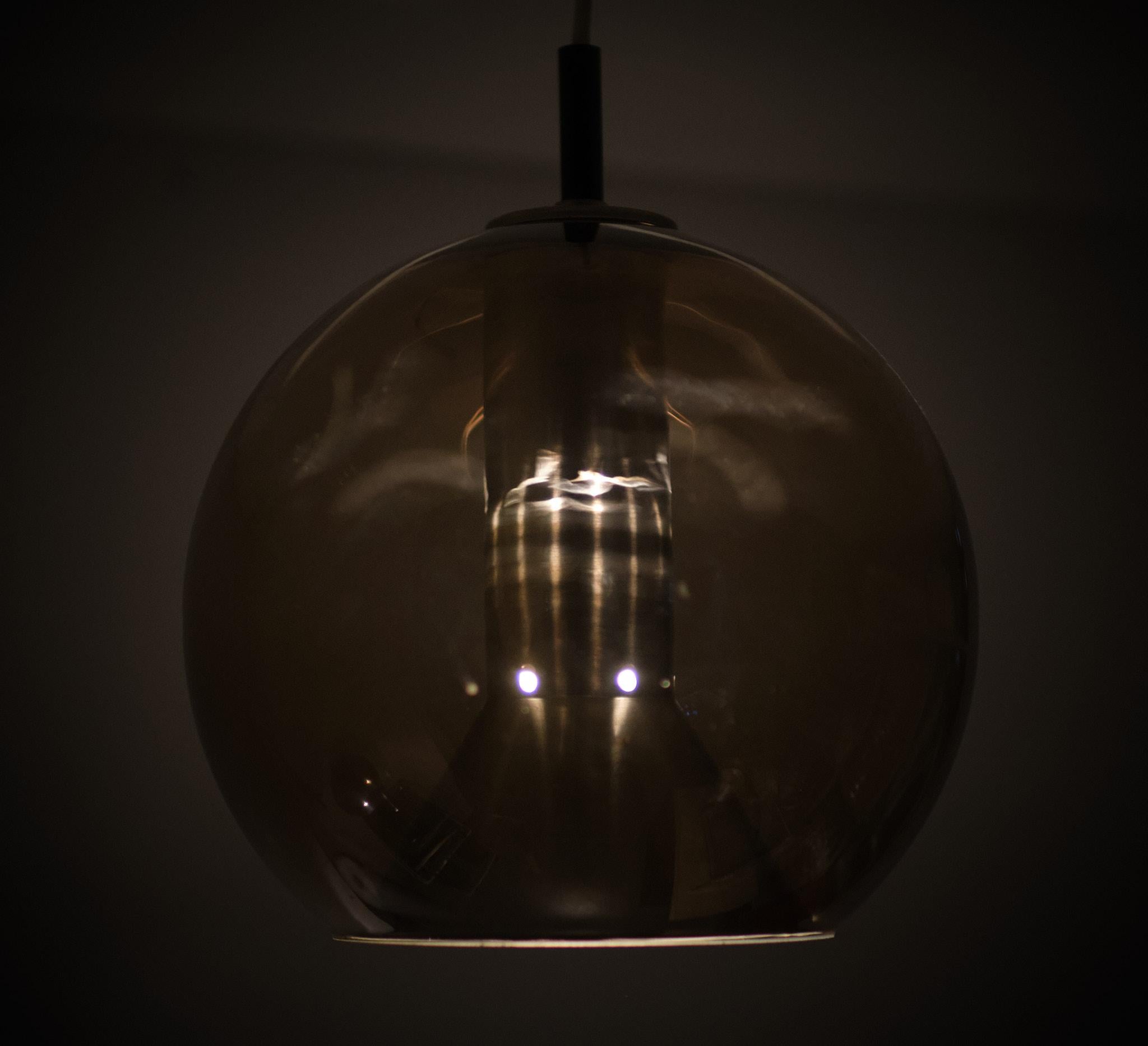 Smoked Glass Raak Globe Pendant Lamp Frank Ligtelijn 1950s Holland