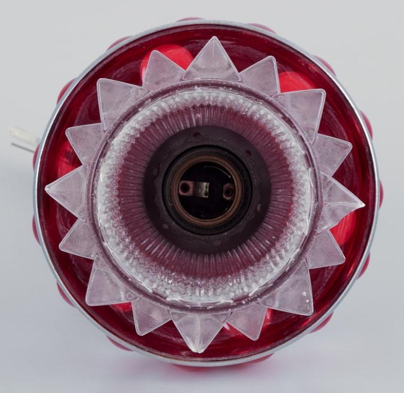 RAAK, Holanda. Lámpara de diseño en cromo, plástico rojo y cristal transparente. Vidrio en venta