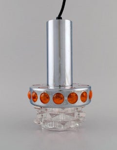 RAAK, Holland, Three Ceiling Pendants in Chromed Metal and Art Glass, 1970s