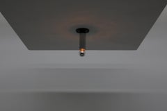 Mid-Century RAAK Maxibule Ceiling Lights, Chrome Stem, Black Enamel Base