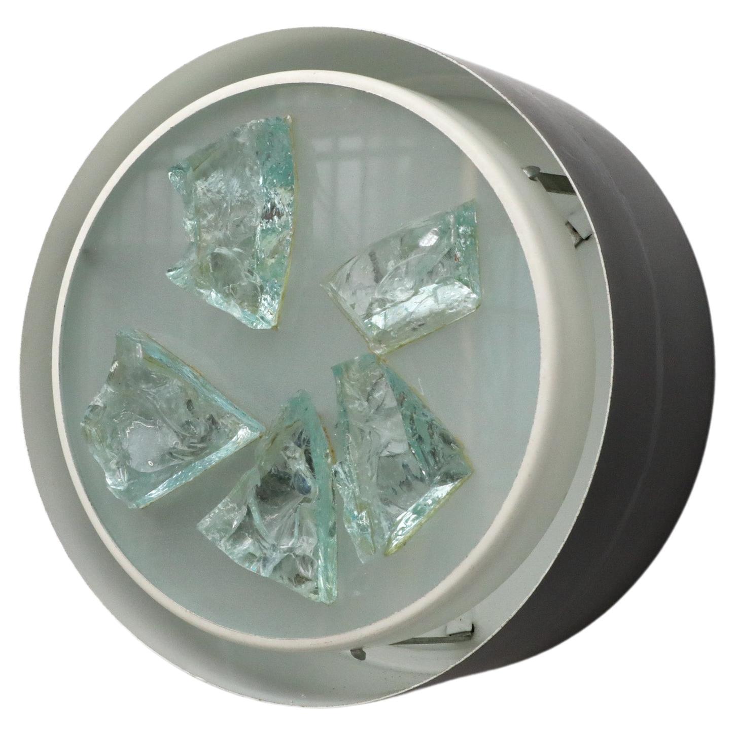 RAAK Model R-28/P Flush Ceiling Light w/ Glass Fragments & Frosted Diffuser
