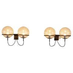 RAAK Pair of Wall Lights in Chrome and Structured Glass