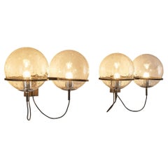 RAAK Pair of Wall Lights in Chrome and Structured Glass