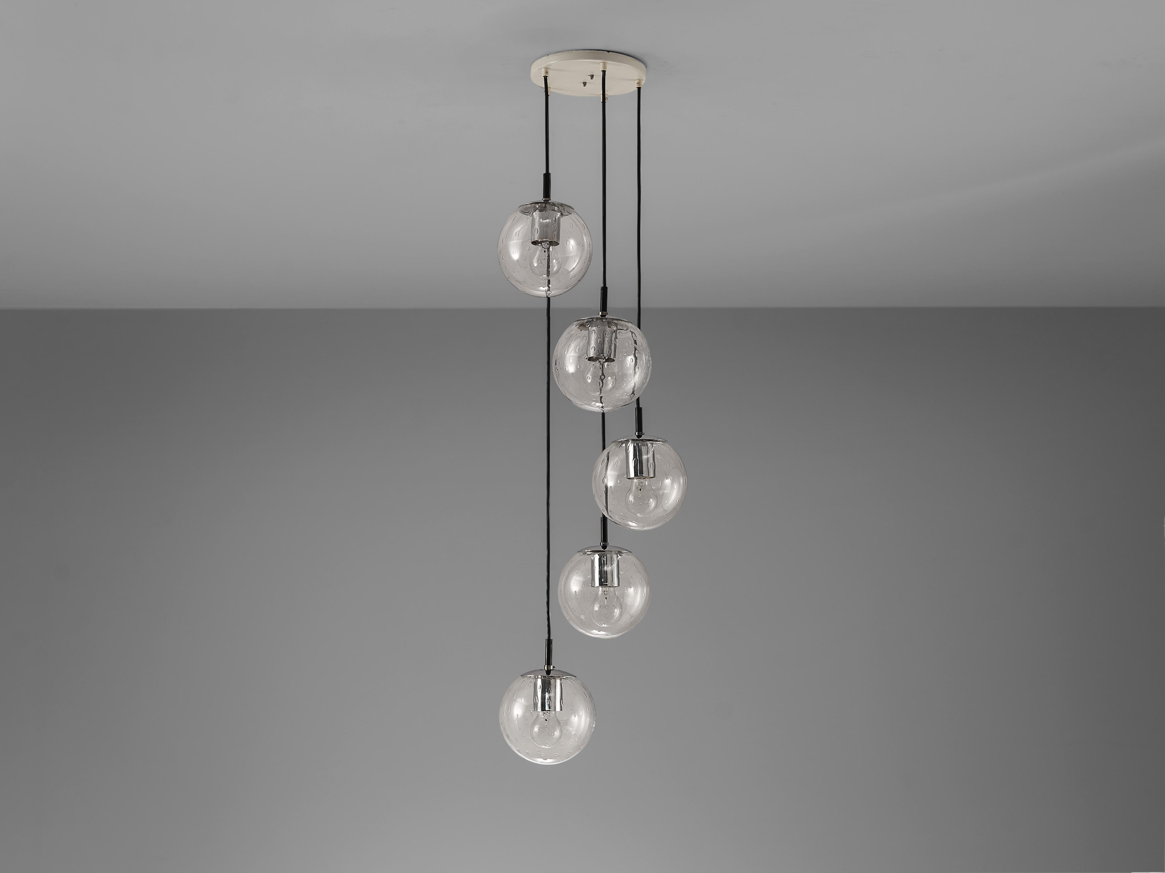 RAAK Pendant Lamp with Five 'Bubble' Spheres in Glass 1