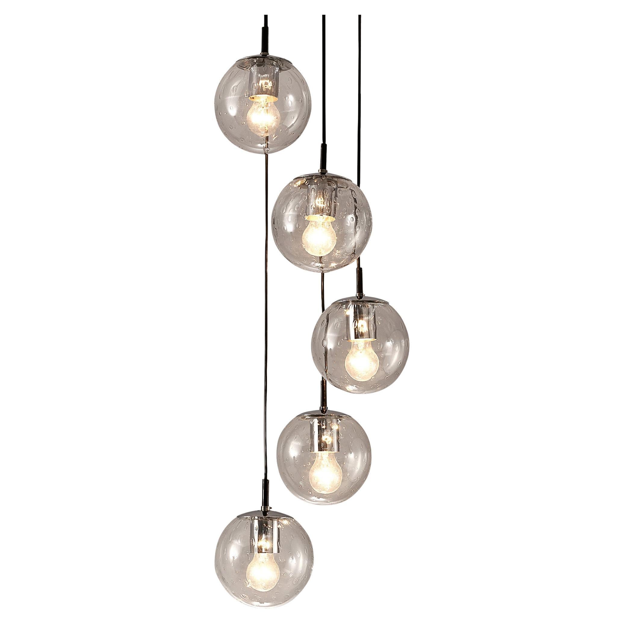 RAAK Pendant Lamp with Five 'Bubble' Spheres in Glass  For Sale