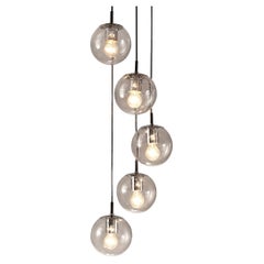 Lampe à suspension RAAK avec cinq sphères « bulles » en verre 