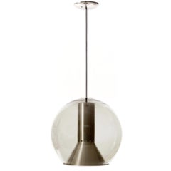 RAAK Pendant Lights by Frank Ligtelijn, Smoked Glass Globes Chrome, 1970, 1 of 3