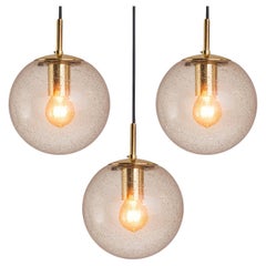 RAAK Pendants in Smoked Pulegoso Glass and Brass