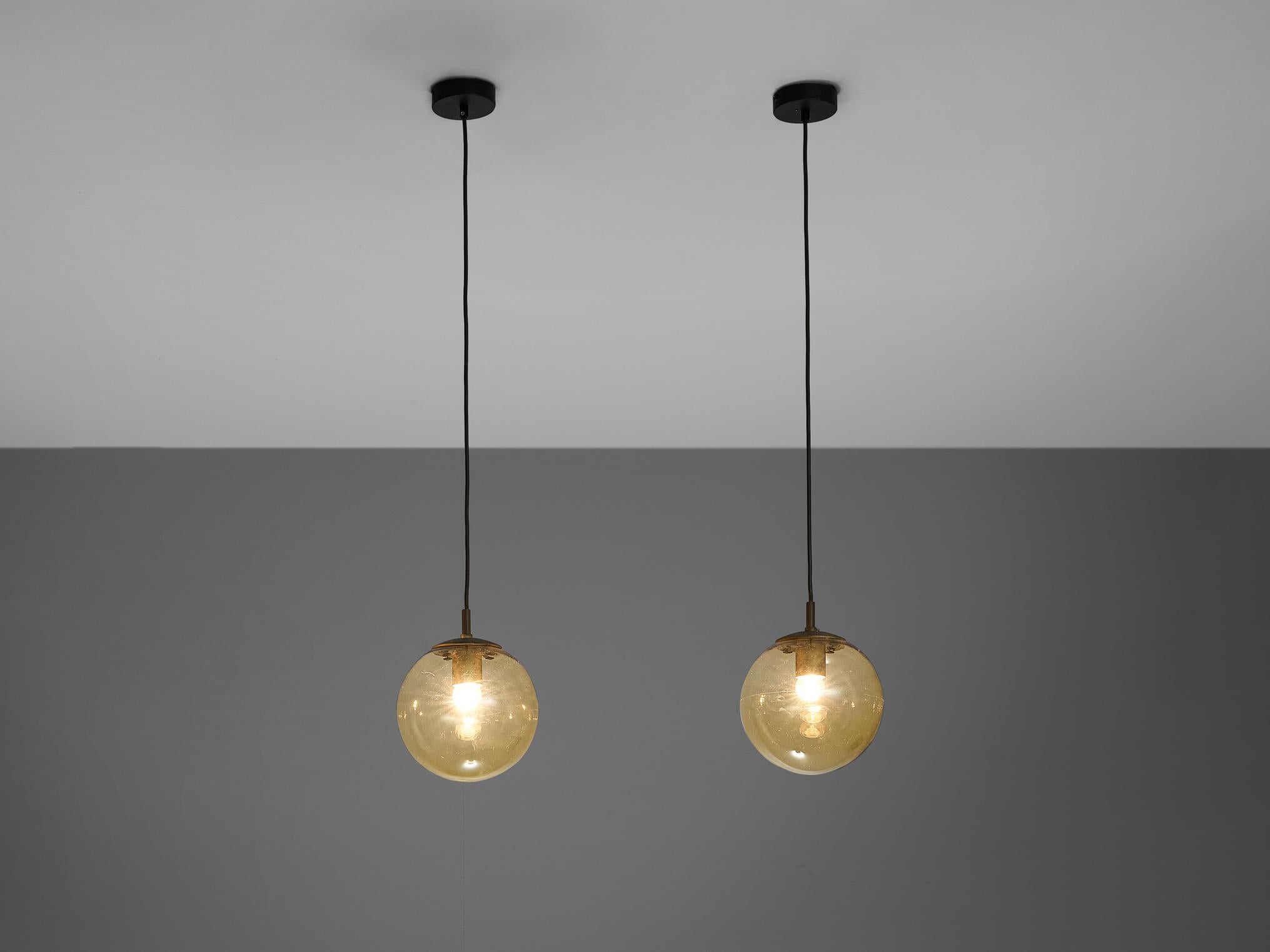 RAAK Pendants in Tinted Glass and Brass  In Good Condition For Sale In Waalwijk, NL
